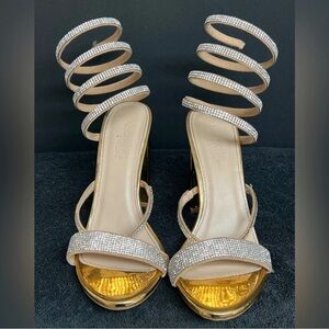 Charlotte Russe Gold and Beige Spiral Heels